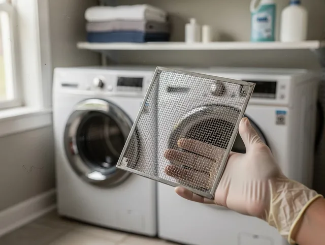 Montebello Dryer Vent Cleaning specialist performing detailed lint trap cleaning service in Montebello